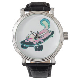 Skater Axolotl Skateboard Lovers Girl of Boy Horloge