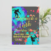 Skater Birthday Invitation Kaart (Staand voorkant)