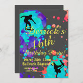 Skater Birthday Invitation Kaart (Voorkant / Achterkant)