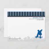Skater Boy Gepersonaliseerd Flat Note-kaarten (bla Kaart (Voorkant / Achterkant)