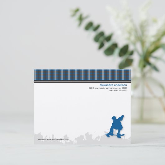 Skater Boy Gepersonaliseerd Flat Note-kaarten (bla Kaart (Staand voorkant)