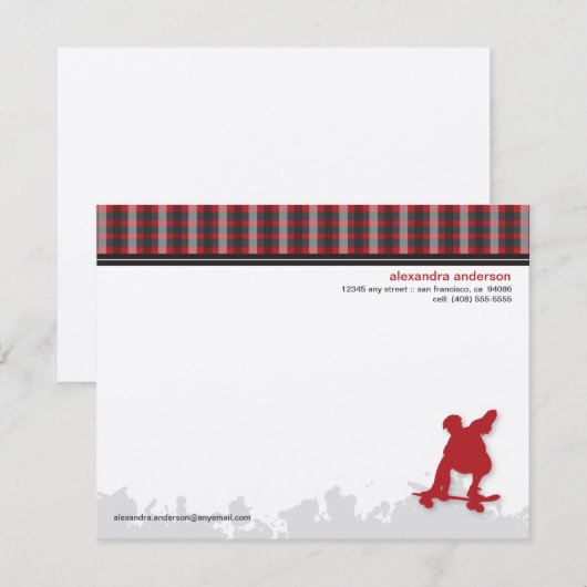 Skater Boy Gepersonaliseerd Flat Note-kaarten (roo Notitiekaartje (Voorkant / Achterkant)