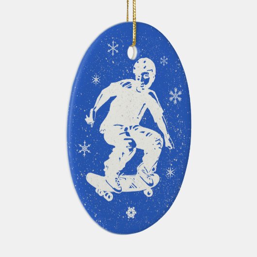 Skater Boy Geweldige Snowflake Kerstmis Keramisch Ornament (Rechts)