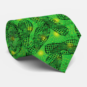 Skater Boy Groene Voetafdrukken Patroon Stropdas