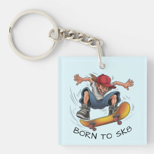 Skater Boy Skateboarden Sleutelhanger (Voorkant)