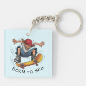 Skater Boy Skateboarden Sleutelhanger (Achterkant)