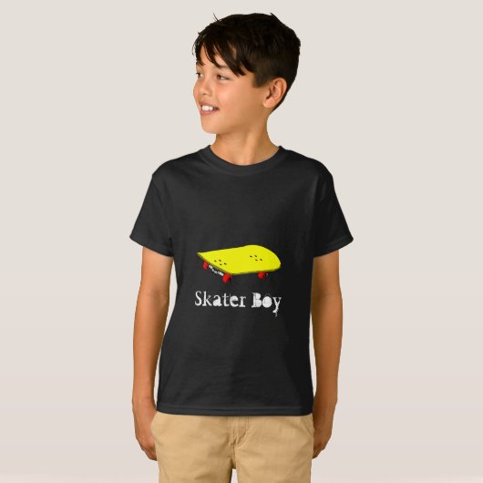 Skater boy slogan met cool geel skateboard t-shirt (Voorkant volledig)