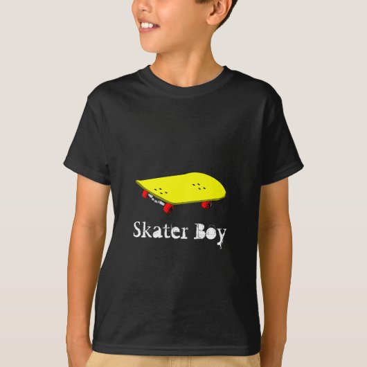 Skater boy slogan met cool geel skateboard t-shirt (Voorkant)
