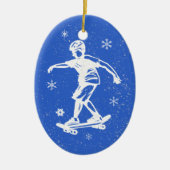 Skater Boy Snowflake Kerstmis Keramisch Ornament (Voorkant)
