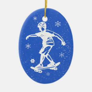 Skater Boy Snowflake Kerstmis Keramisch Ornament