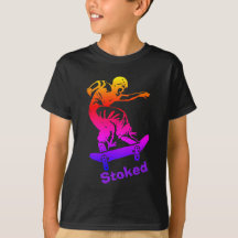 Skater Boy Stoked Rainbow Skateboarder