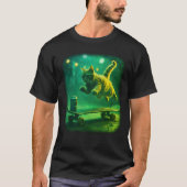 Skater Cat Retro Graphic T-Shirt Funny Skateboard (Voorkant)