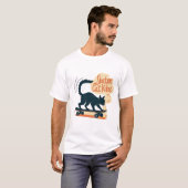 Skater Cat Vibes Funny Feline on Skateboard T-shirt (Voorkant volledig)