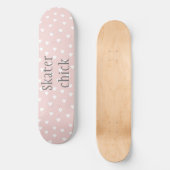Skater Chick | Blush roze met White Hearts Girls Skateboard (Voorkant)