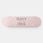 Skater Chick | Blush roze met White Hearts Girls Skateboard (Horizontaal)