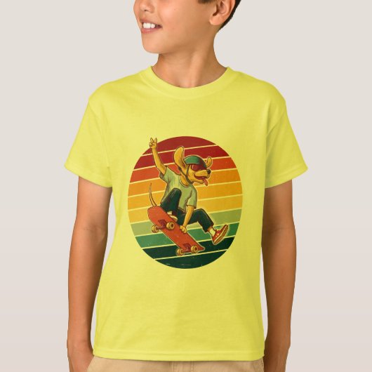 Skater Dog Retro Sunset T-shirt (Voorkant)