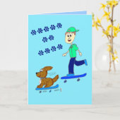 Skater doggy kaart (Gele Bloem)