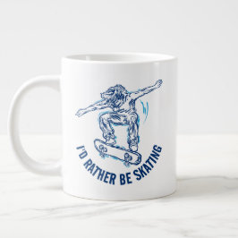 Skater Doing Mid-Air, in plaats van schaatsen Grote Koffiekop