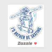 Skater Doing Mid-Air, in plaats van schaatsen Sticker (Vel)