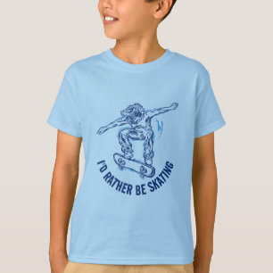 Skater Doing Mid-Air, in plaats van schaatsen T-shirt