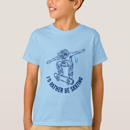 Skater Doing Mid-Air, in plaats van schaatsen T-shirt (Voorkant)