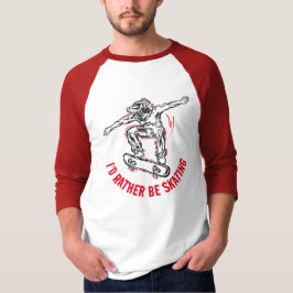 Skater Doing Mid-Air, in plaats van schaatsen T-shirt