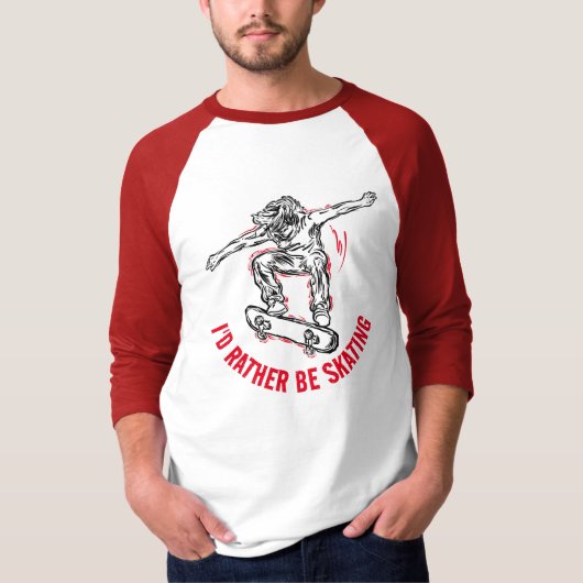 Skater Doing Mid-Air, in plaats van schaatsen T-shirt (Voorkant)