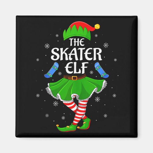 Skater Elf Christmas Family Girls Women Elf Squad  Magneet (Voorkant)