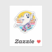 Skater Ghost Sticker - Schattigee geest op Roller  (Vel)