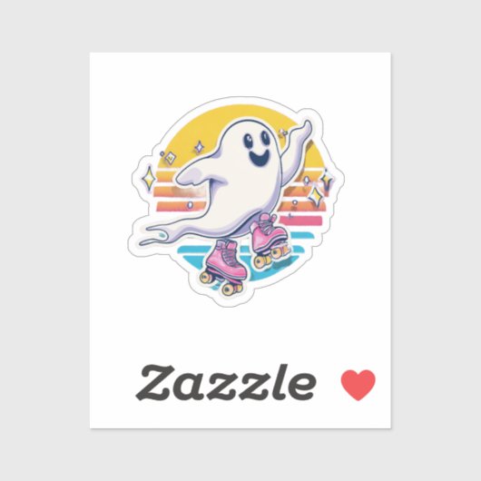 Skater Ghost Sticker - Schattigee geest op Roller (Vel)