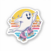 Skater Ghost Sticker - Schattigee geest op Roller (Voorkant)