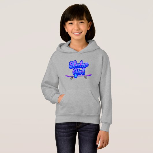 Skater Girl Blue Mauve Graffiti Glow Skateboard (Voorkant volledig)