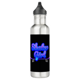Skater Girl Blue Mauve Graffiti Glow Skateboard Waterfles