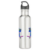 Skater Girl Blue Pink Graffiti Glow Skateboard Waterfles (Achterkant)