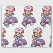 Skater Girl Fun Pink Helmet Skateboard Cadeaupapier (Vlak)
