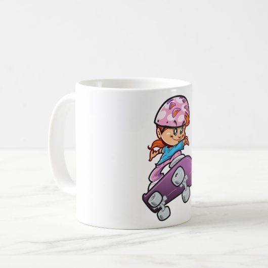 Skater Girl Fun Pink Helmet Skateboard Koffiemok (Voorkant links)