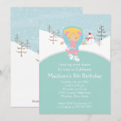 Skater Girl Ice Skating Birthday Party Invitation Kaart (Voorkant / Achterkant)