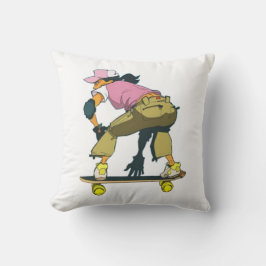 Skater Girl in Motion White en Black Pillow Kussen