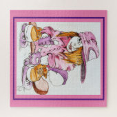 SKATER GIRL IN PINK OP SKATEBOARD OP EEN LEGPUZZEL (Horizontaal)