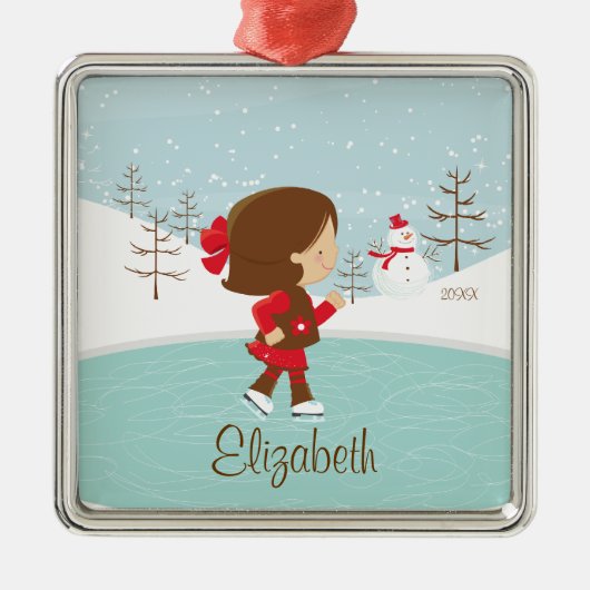 Skater Girl met kerstversiering Metalen Ornament (Voorkant)