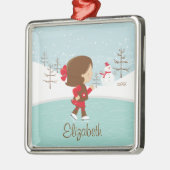 Skater Girl met kerstversiering Metalen Ornament (Links)