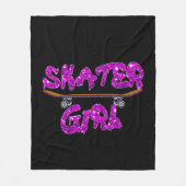 Skater Girl Paars Roze Skateboard Fleece Deken (Voorkant)
