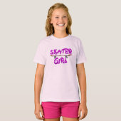 Skater Girl Paars Roze Skateboard T-shirt (Voorkant volledig)