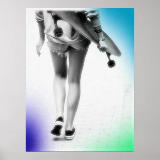 Skater Girl Pop Art Poster (Voorkant)