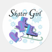 Skater Girl Ronde Sticker (Voorkant)