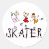 Skater Girl Ronde Sticker (Voorkant)