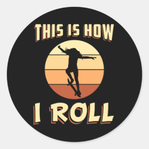 Skater Girl Sk8 Skateboard Skating Retro Gift Idee Ronde Sticker