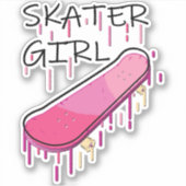 Skater Girl Skateboard 4-inch Kiss Cut Vinyl Stick Sticker (Voorkant)