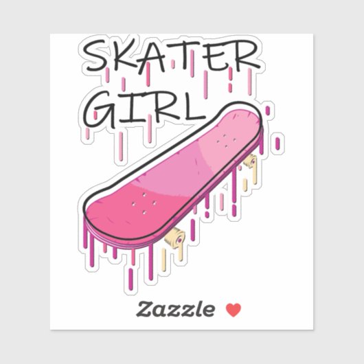 Skater Girl Skateboard 4-inch Kiss Cut Vinyl Stick Sticker (Vel)