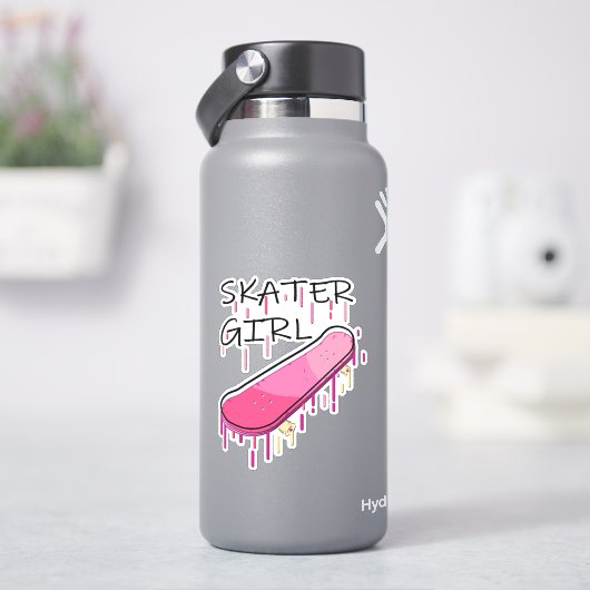 Skater Girl Skateboard 4-inch Kiss Cut Vinyl Stick Sticker (HydroFlask)